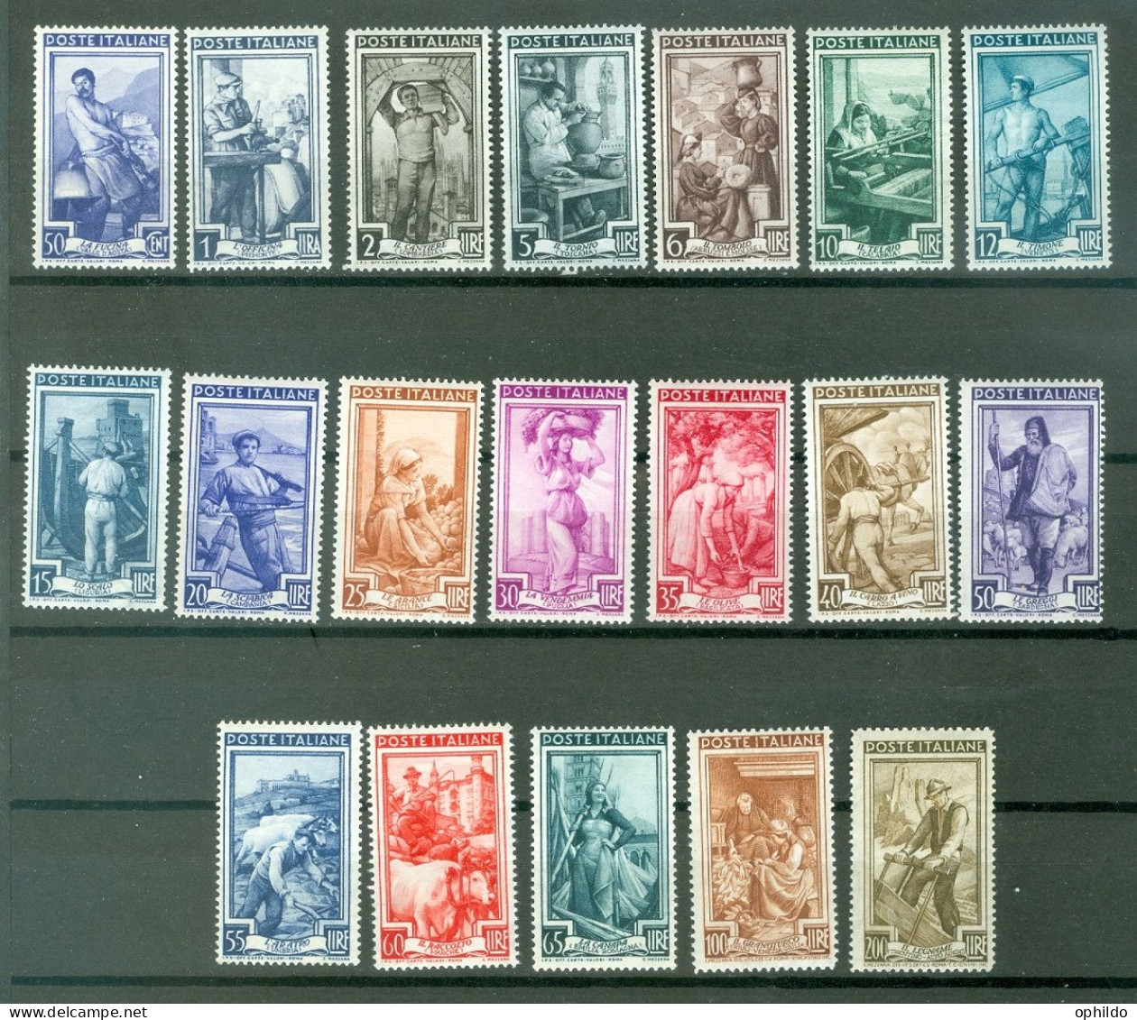 Italie  Yv 572/590 Ou Sass 634/652  * * SUP  L'Italie Au Travail  - 1946-60: Nieuw/plakker