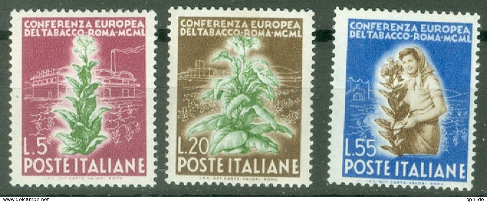 Italie  Yv 567/569 Ou Sass 629/631  * * TB  Tabac Plante  - 1946-60: Neufs