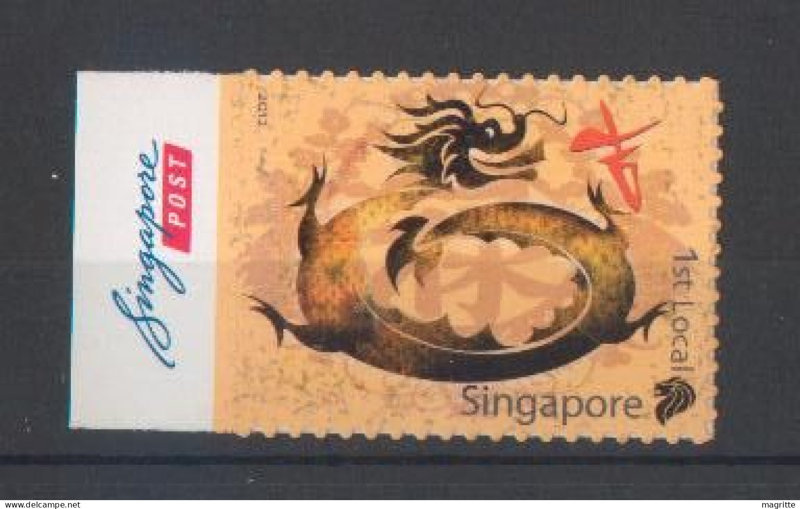 Singapour 2012 Année Du Dragon Autocollant  Singapore Lunar Year Of Dragon Self Adhesive Stamp - Año Nuevo Chino