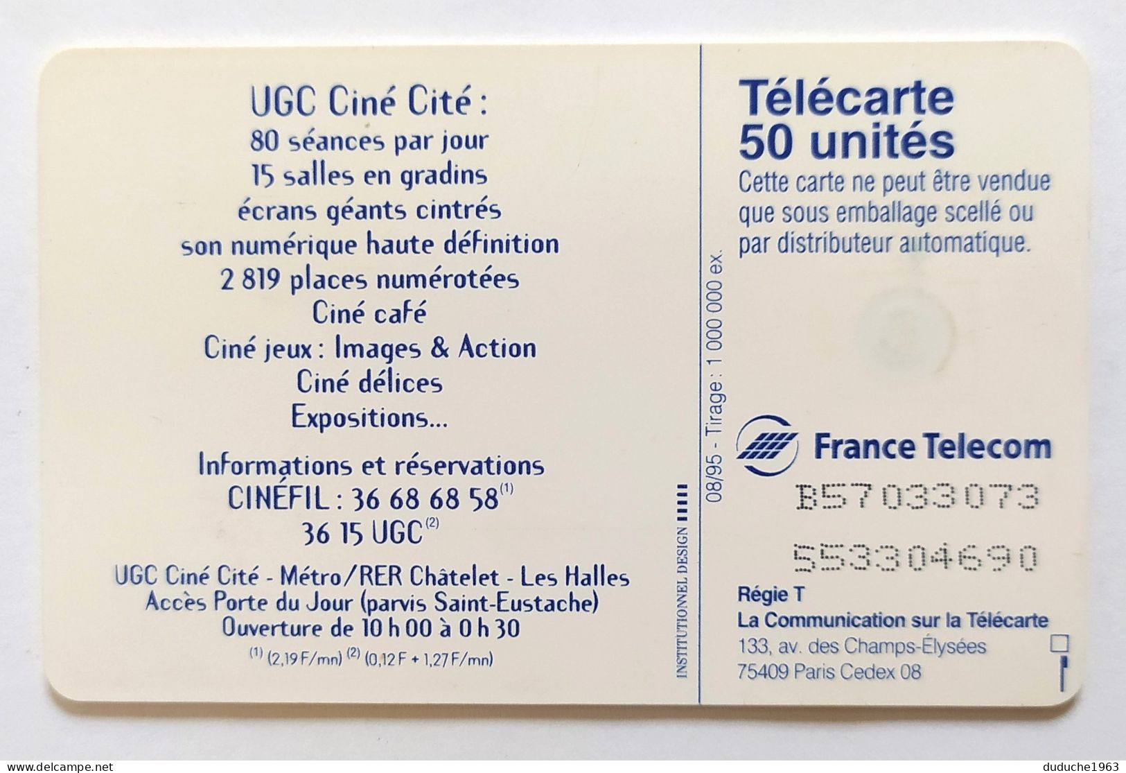 Télécarte France - UGC Cinéma - Unclassified