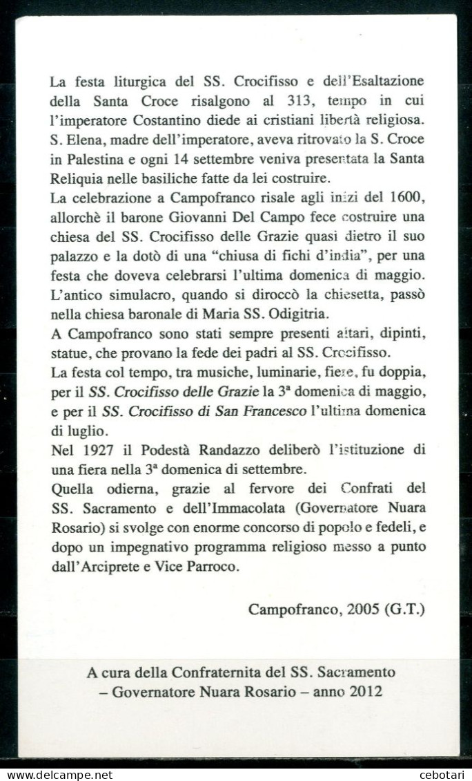 SANTINO - SS. Crocifisso Di Campofranco - Santino Con Preghiera. - Devotieprenten