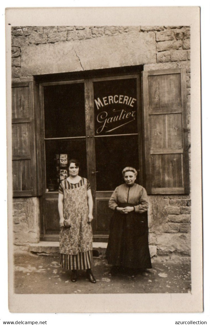 Devanture Mercerie. Maison Gautier. Carte Photo Animée Non Située - Geschäfte