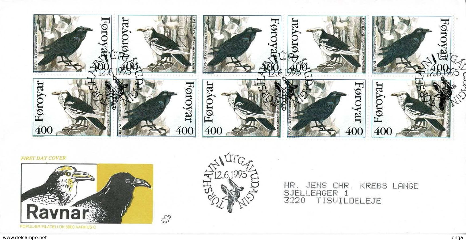 Faroe Islands 1995; Raven.  Booklet Pane On FDC (Populær Filateli). - Isole Faroer