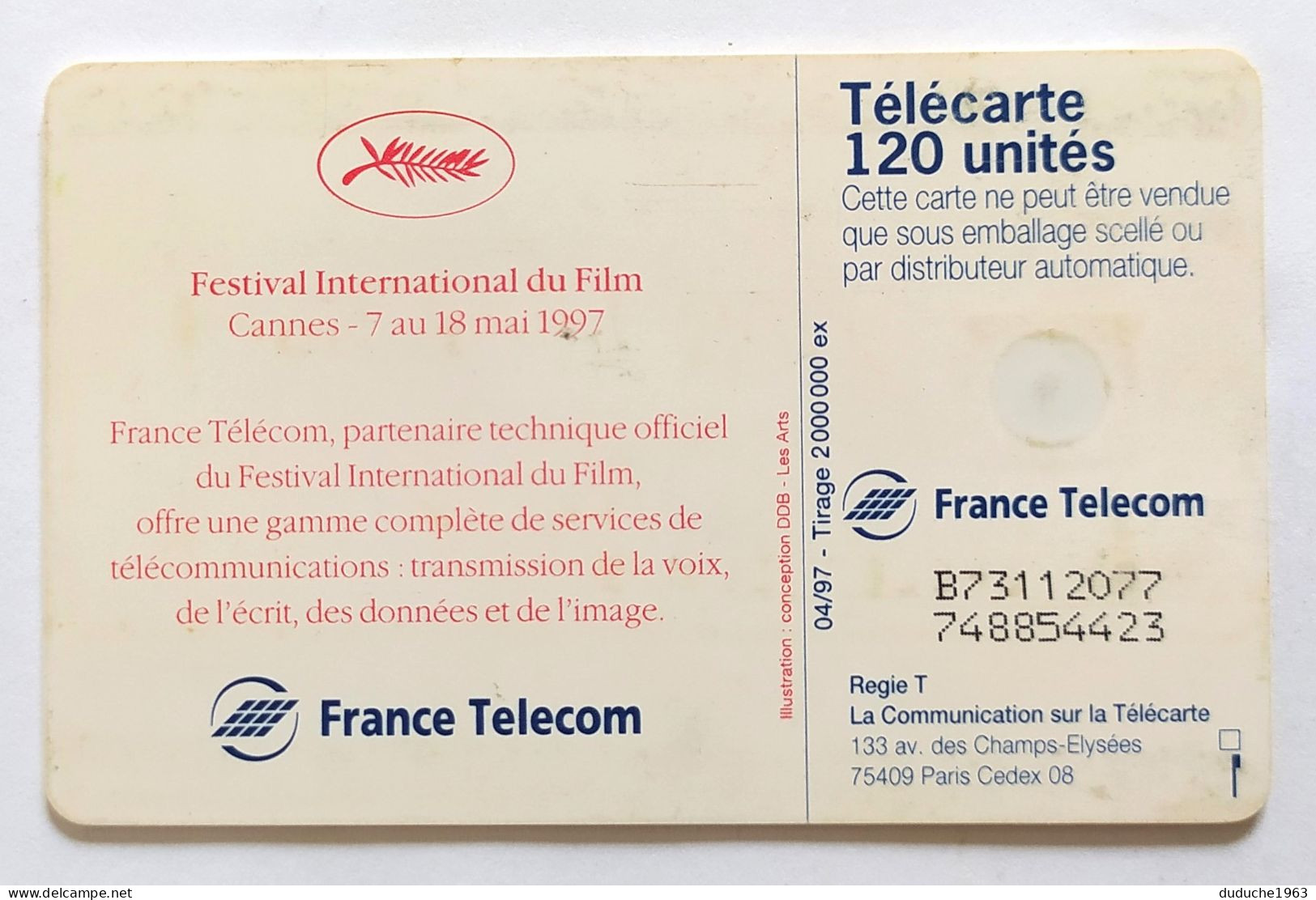 Télécarte France - Cannes 1997 - Zonder Classificatie