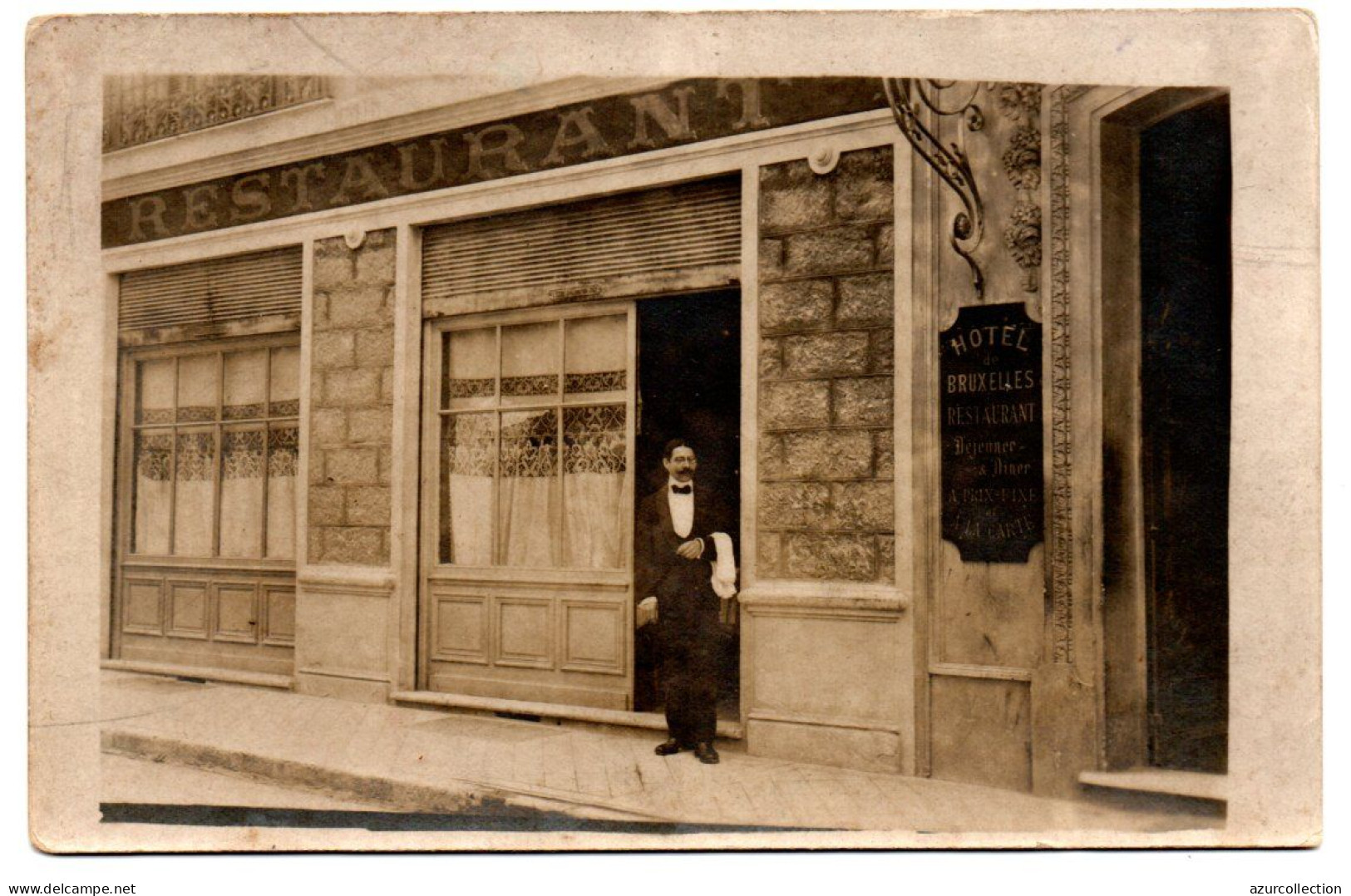 Devanture Restaurant De L'Hôtel De Bruxelles. Rue De Belgique. Carte Photo Animée - Pubs, Hotels And Restaurants