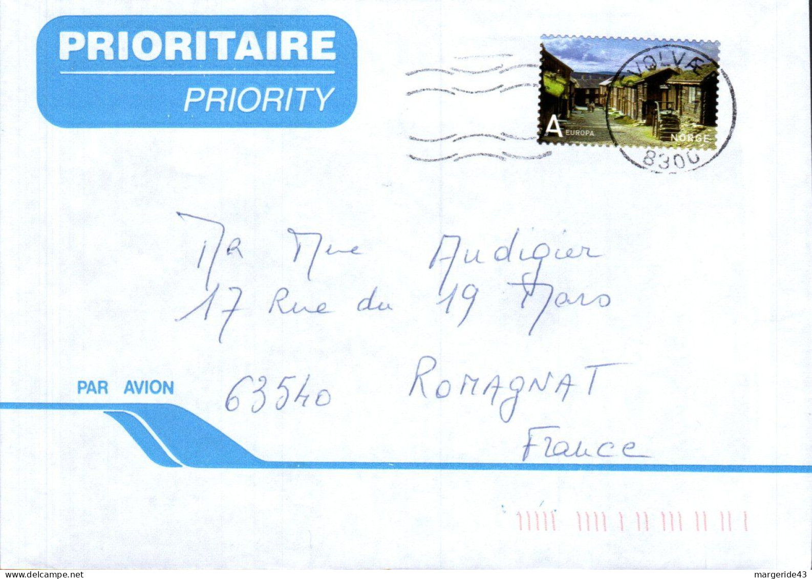 NORVEGE SEUL SUR LETTRE POUR LA FRANCE 1991  EUROPA - Storia Postale