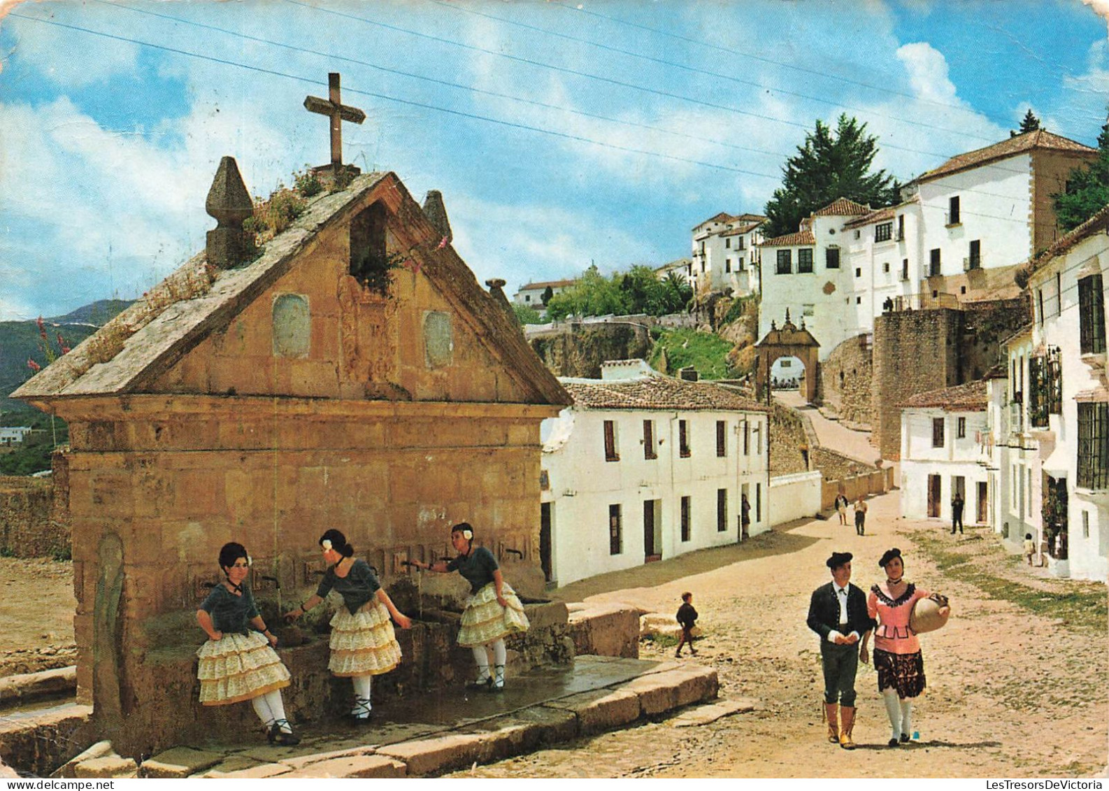 ESPAGNE - Ronda - Fontaines De Le Ocho Tuvause Où Fond Arc De Felipe V - Animé - Carte Postale Ancienne - Málaga