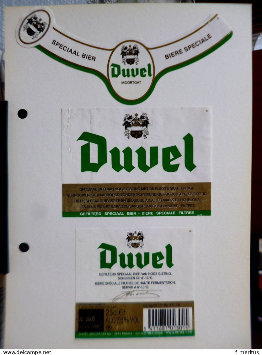Lot de 9 étiquettes de bières belges - Brasserie Duvel Moortgat