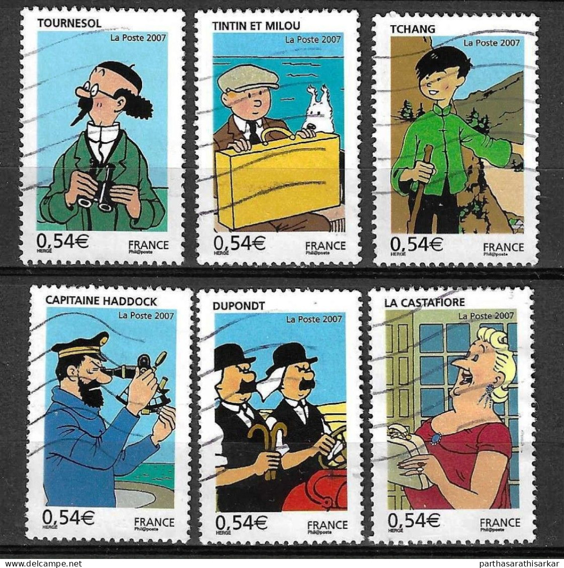 FRANCE 2007 ADVENTURES OF TINTIN ( 100 YEARS ) COMICS COMPLETE SET USED RARE - Used Stamps