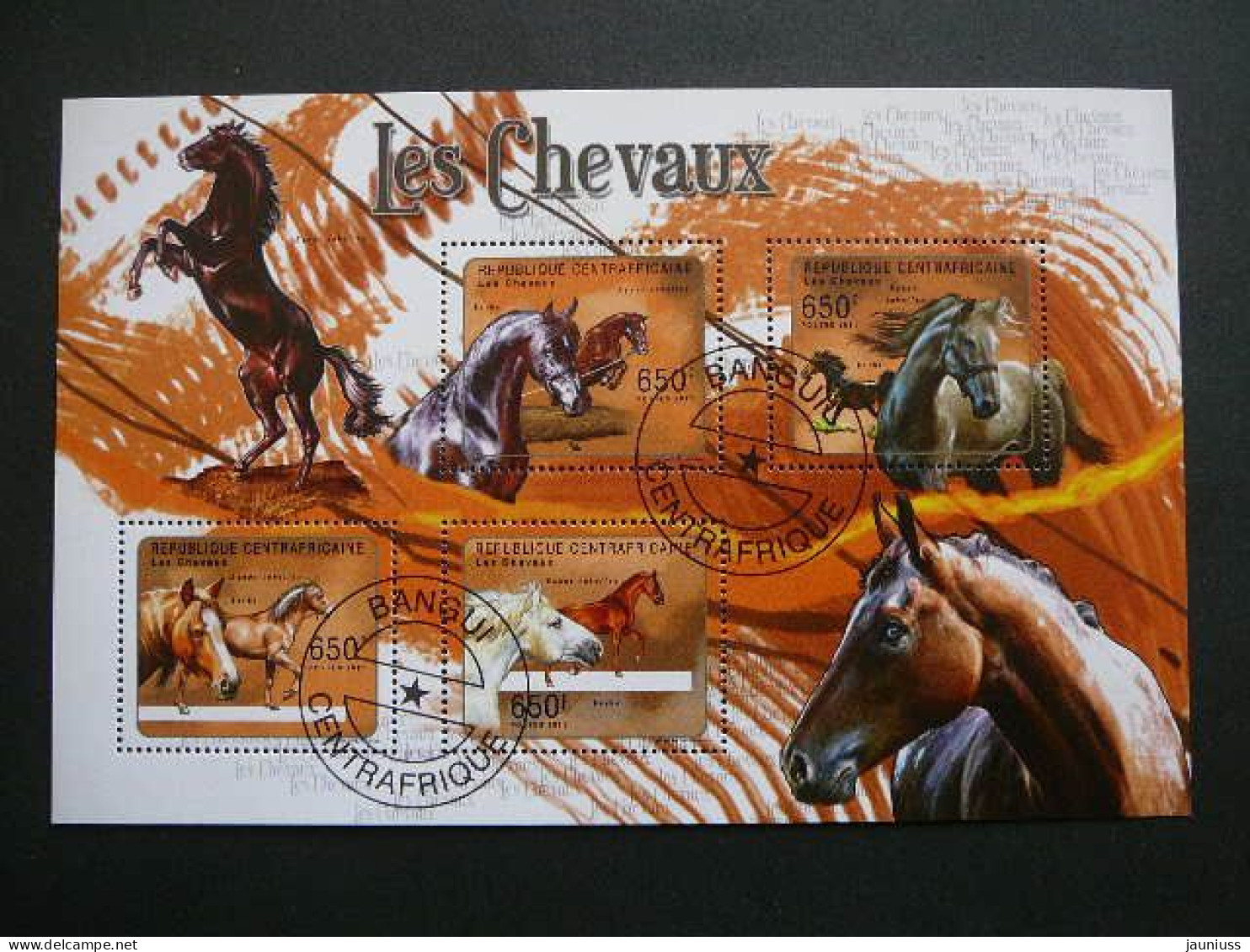 Horses Pferde Les Chevaux  # Central African Republic # 2011 Used S/s #127 Mammals - Caballos