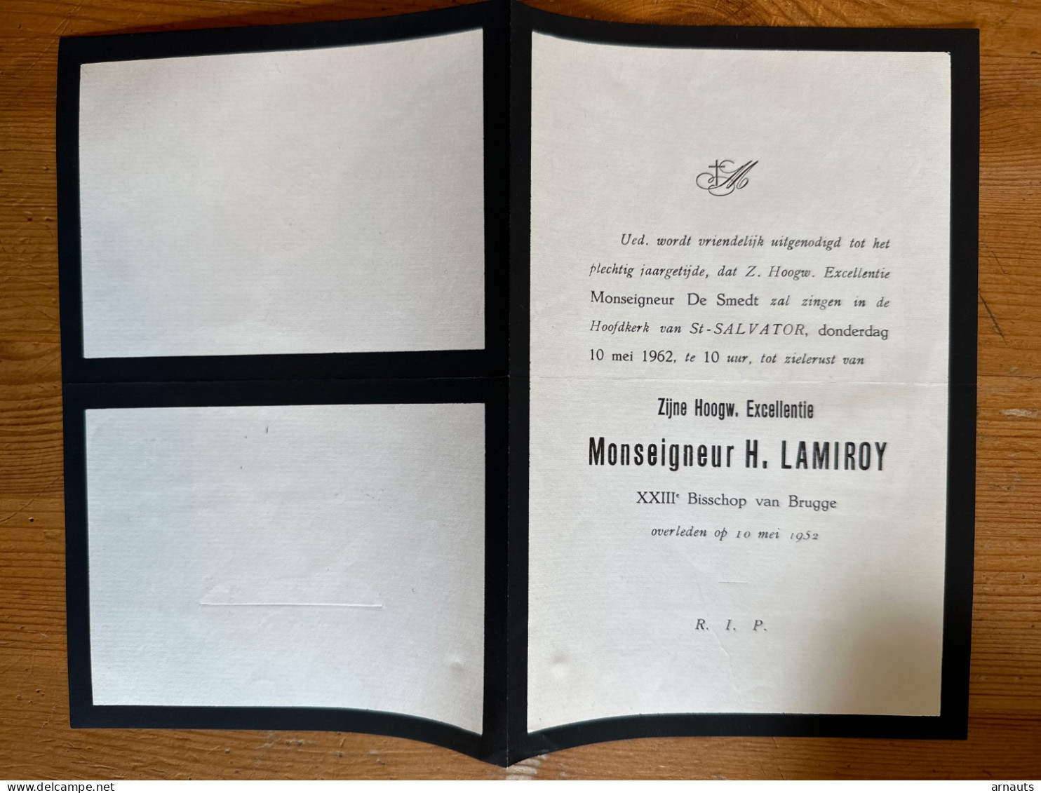 Jaargetijde Tot Zielerust 1962 Van Het Hoogwaardige Excellentie Monseigneur H. Lamiroy XXIII Bisschop Van Brugge +1952 - Obituary Notices