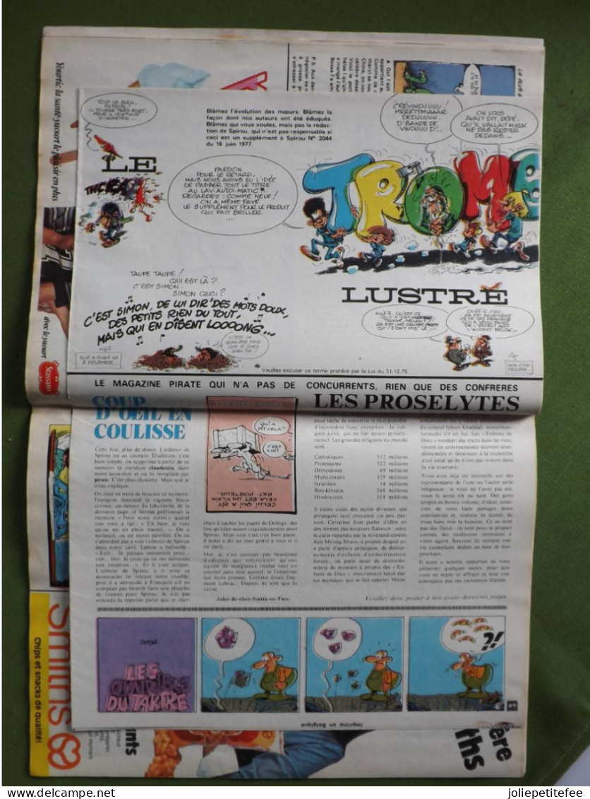 Supplément Spirou.   "TROMBONE ILLUSTRE"  Fascicule Clandestin De Spirou Dessiné Par FRANQUIN .    N°2044    16/6/77. - Spirou Magazine