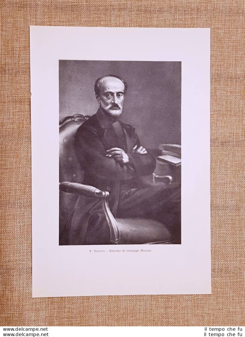 Giuseppe Mazzini - Ritratto Di F. Erotta Stampa Di Metà 900 - Otros & Sin Clasificación