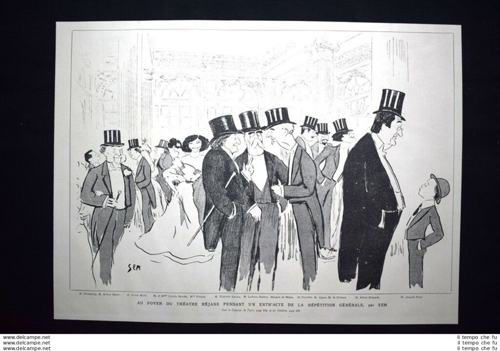 Nel Foyer Del Teatro Réjane, Intervallo Della Rappresentazione Stampa Del 1906 - Sonstige & Ohne Zuordnung
