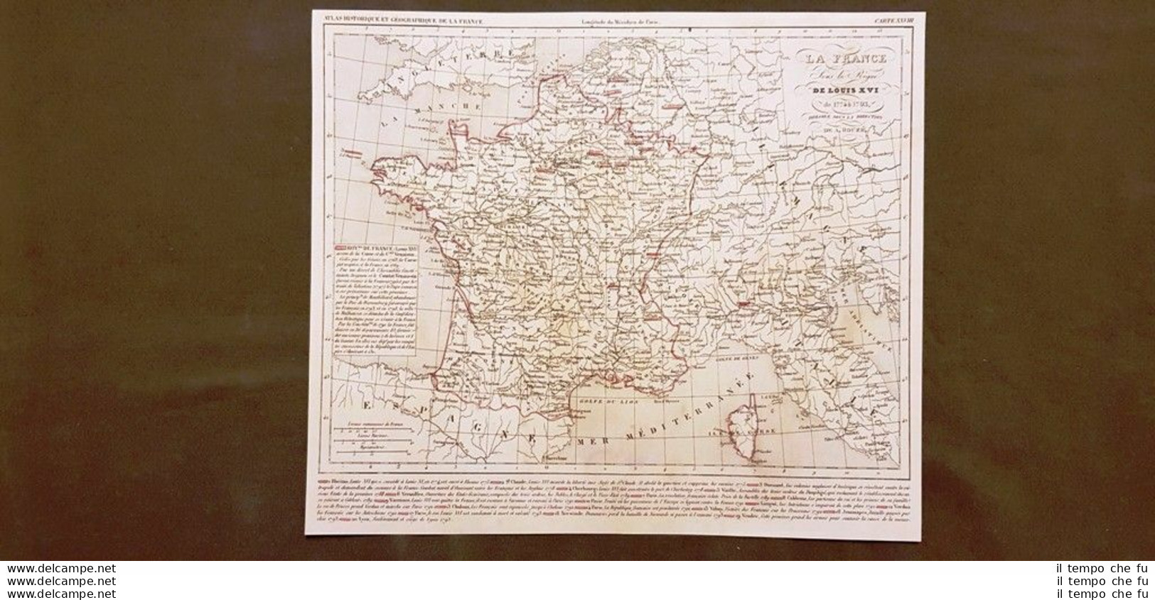 Francia Sotto Il Regno Di Re Luigi XVI 1774-1793 Carta Geografica Del 1859 Houze - Carte Geographique