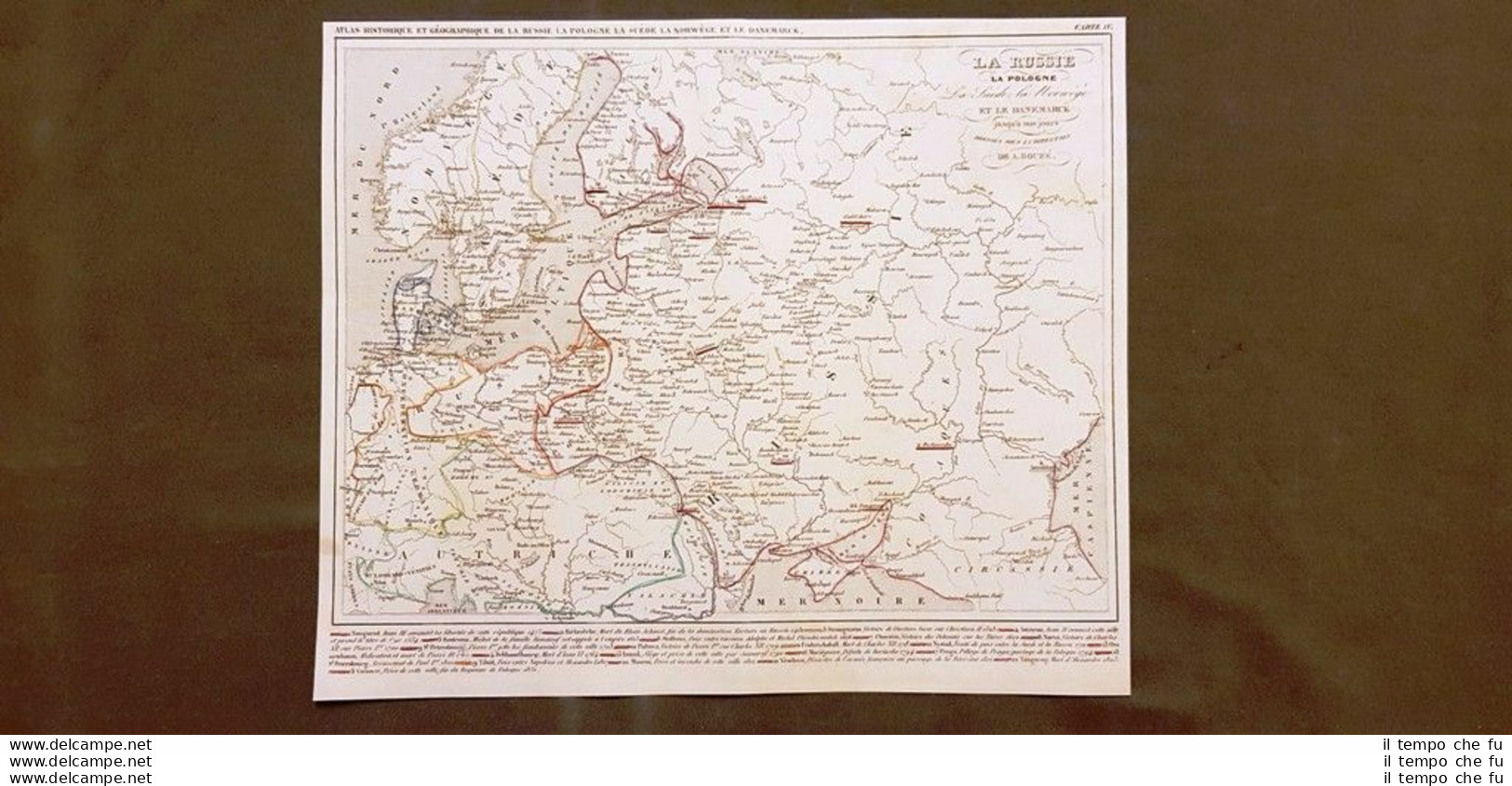 Russia, Polonia, Svezia, Norvegia E Danimarca Carta Geografica Del 1859 Houze - Carte Geographique