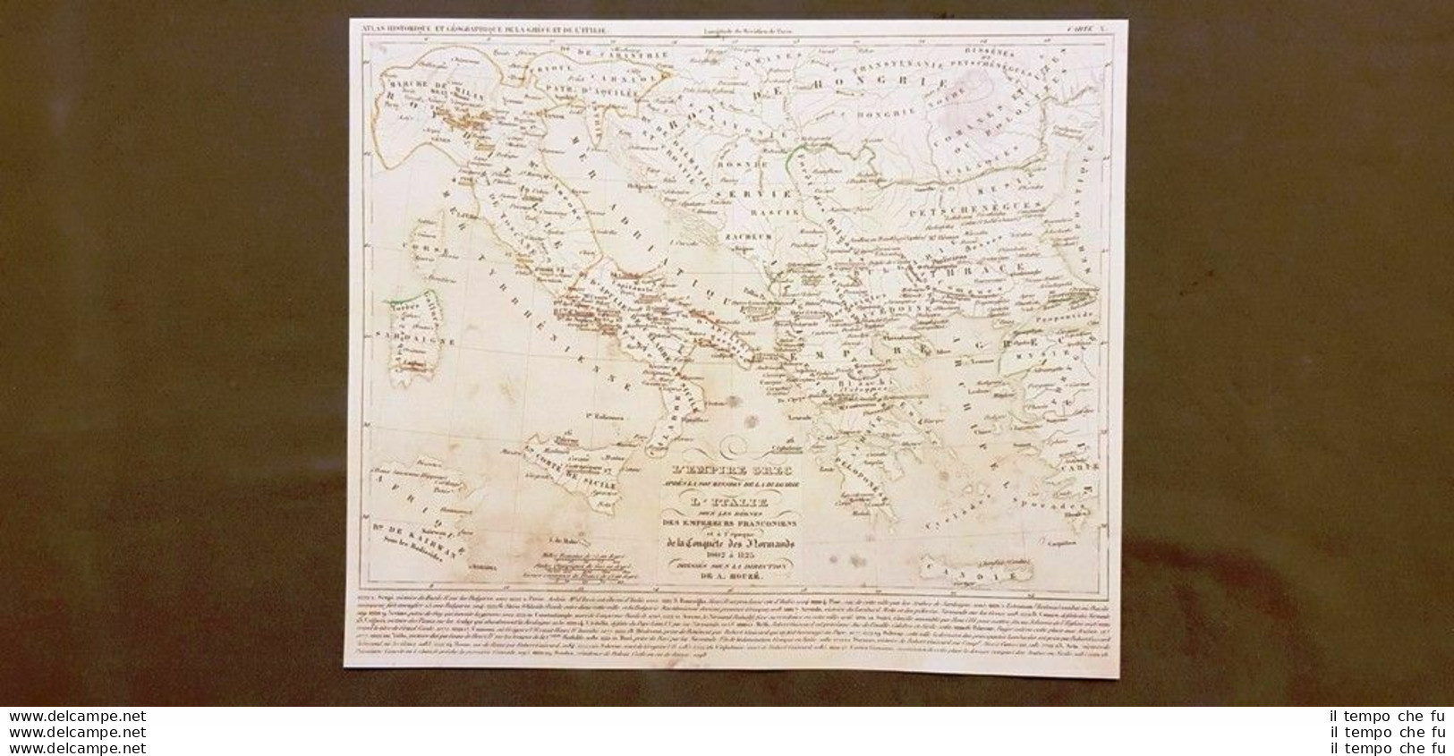 Impero Greco Bulgaria Italia Franconia Normandi 1002-1125 Carta Geografica 1859 - Carte Geographique
