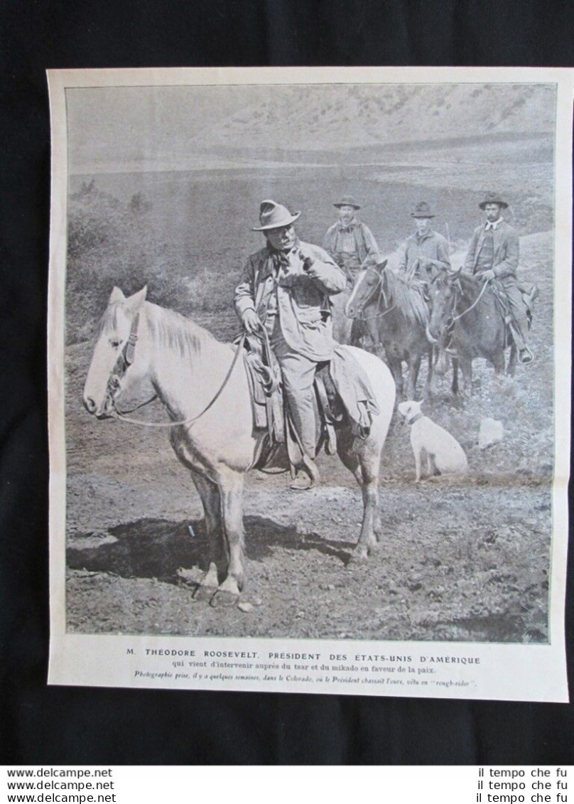 Presidente USA Theodore Roosevelt + Togo E Rojestvensky, Sasebo Stampa Del 1905 - Sonstige & Ohne Zuordnung