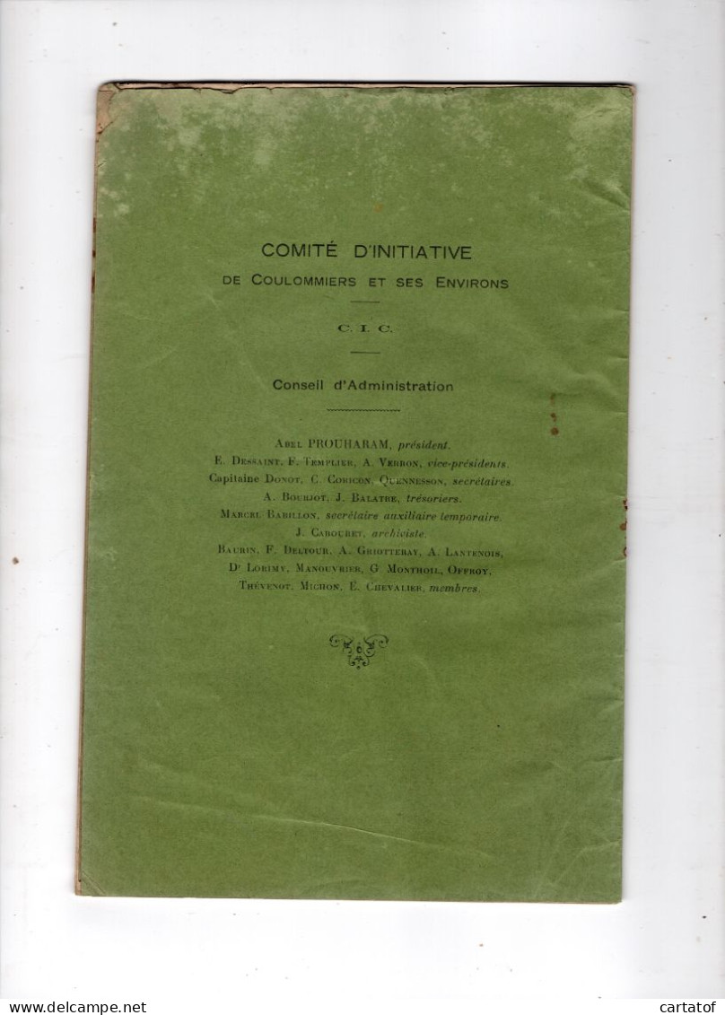 Comité D'Initiative De COULOMMIERS Et Ses Environs . Bulletin Trimestriel Octobre 1916 N°4 . - Ohne Zuordnung