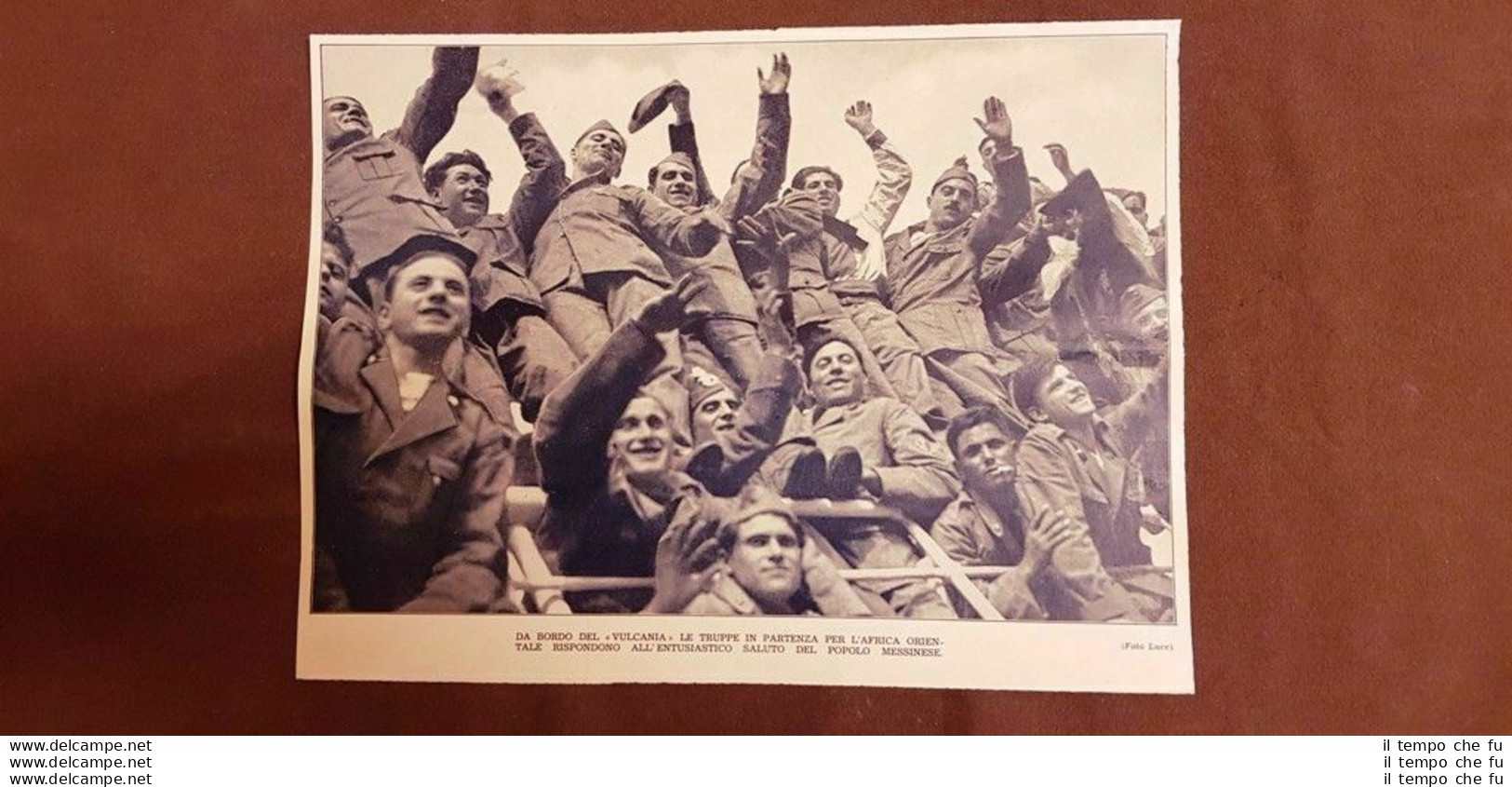 Messina Nel 1935 Nave Vulcania Truppe In Partenza Per L'Africa Saluto WW2 Guerra - Autres & Non Classés