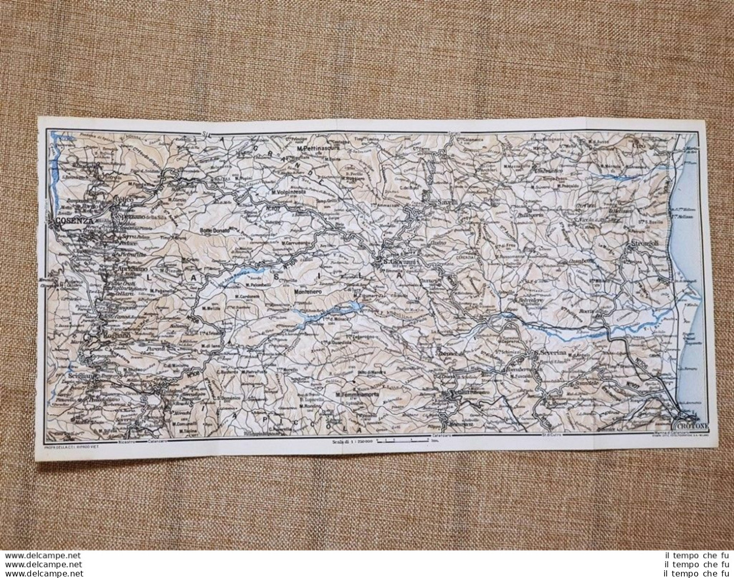 Carta Geografica O Mappa Del 1937 Crotone Montenero Cosenza Calabria T.C.I. - Mapas Geográficas