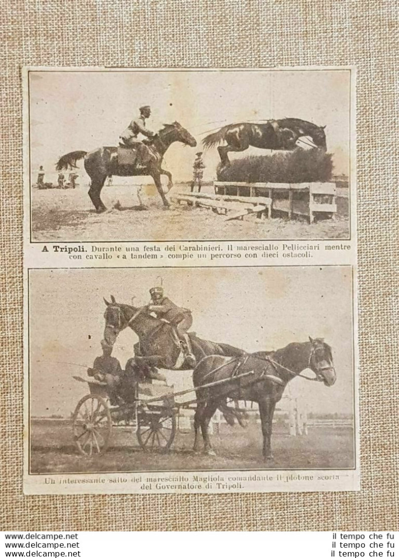 Tripoli 1923 Festa Carabinieri Salto Cavallo Maresciallo Pellicciari E Magliola - Sonstige & Ohne Zuordnung