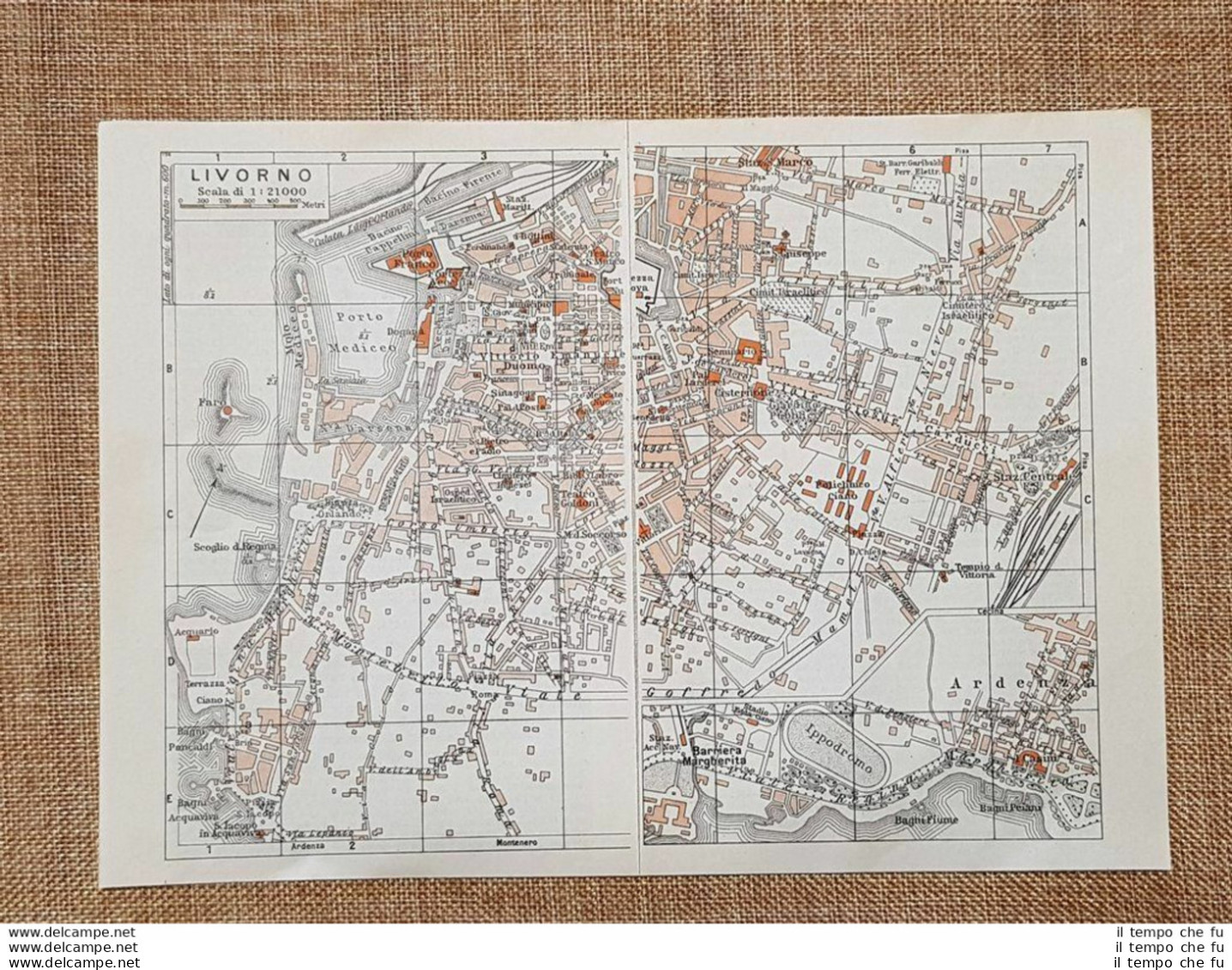 Carta Geografica, Pianta O Piantina Del 1939 La Città Di Livorno Toscana T.C.I. - Mapas Geográficas