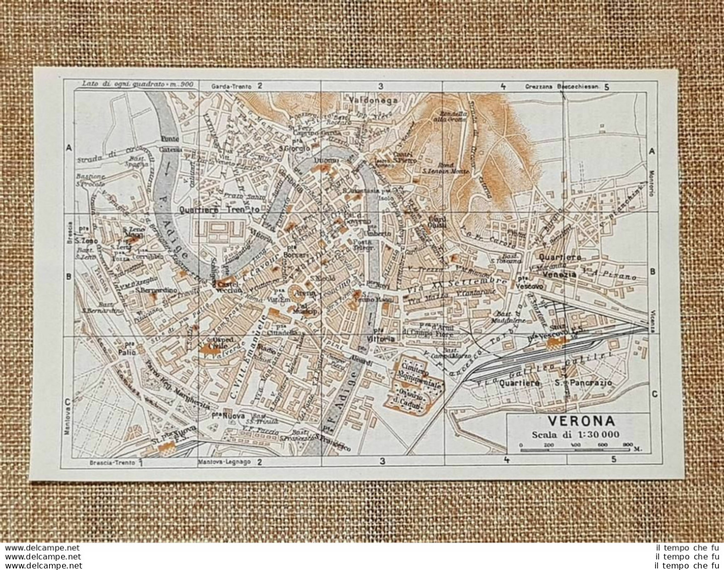 Pianta O Piantina Del 1937 La Città Di Verona Veneto T.C.I. - Geographische Kaarten