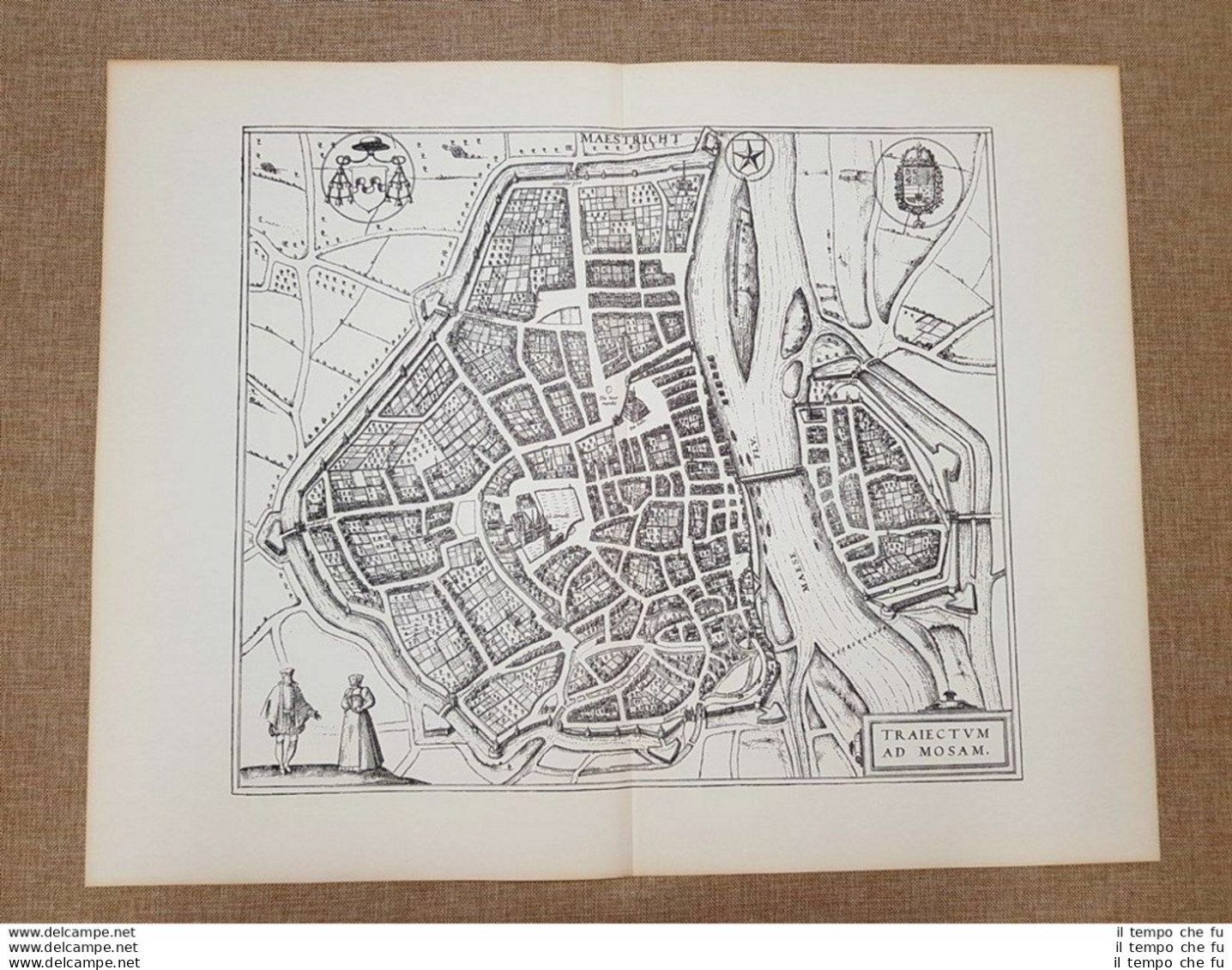 Veduta Della Città Di Maastricht Olanda Anno 1581 Braun E Hogenberg Ristampa - Landkarten