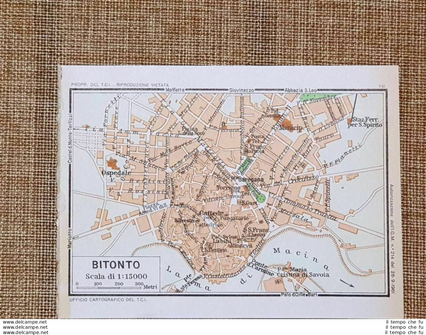 Pianta Della Città Di Bitondo Del 1962 Puglia - Mapas Geográficas