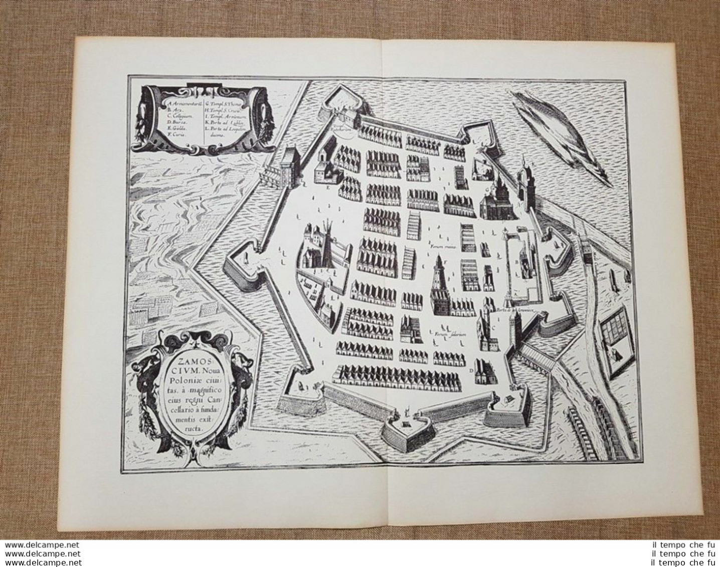 Veduta Della Città Di Zamosc Polonia Anno 1620 Braun E Hogenberg Ristampa - Cartes Géographiques