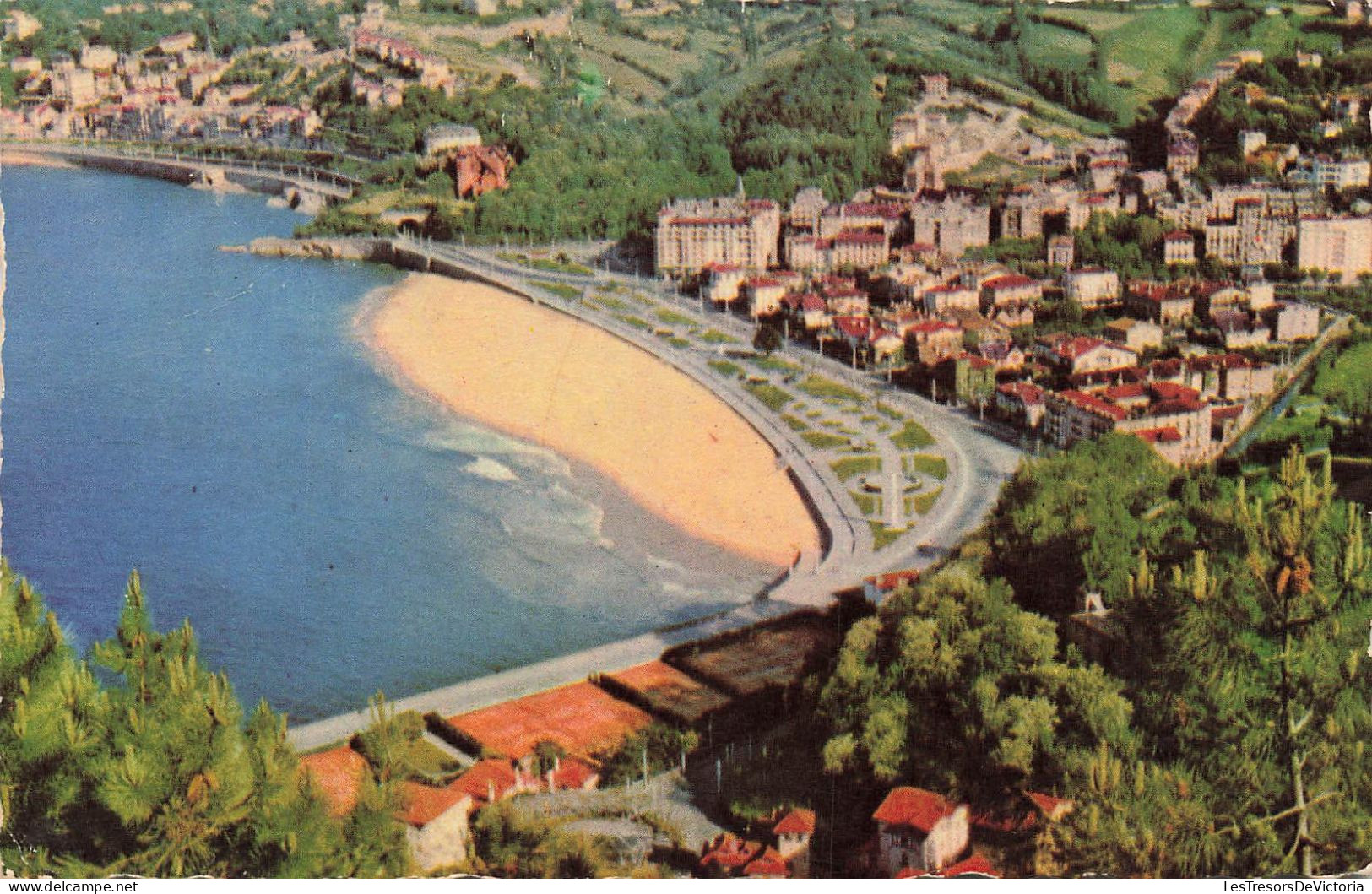 ESPAGNE - San Sebastian - Vue Sur La Plage De Ondarreta Et Club De Tennis - Plage - Animé - Carte Postale Ancienne - Guipúzcoa (San Sebastián)