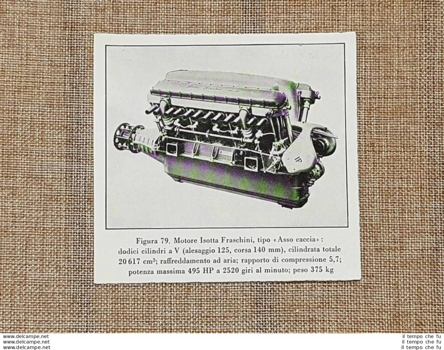 Un Motore Isotta Fraschini Tipo Asso Caccia 12 Cilindri A V Stampa Del 1934 - Autres & Non Classés