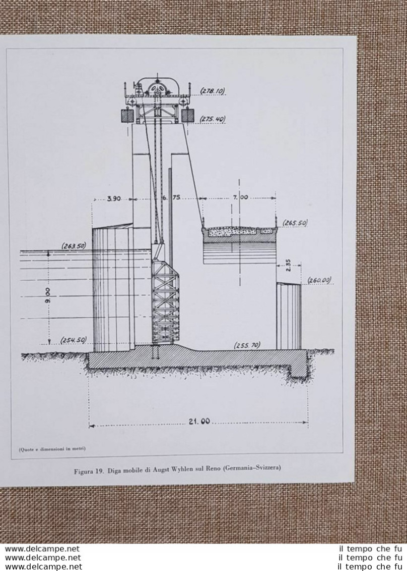 Centrali Idroelettriche Nel 1934 Sezione Diga Di August Wyhlen Sul Reno Germania - Sonstige & Ohne Zuordnung