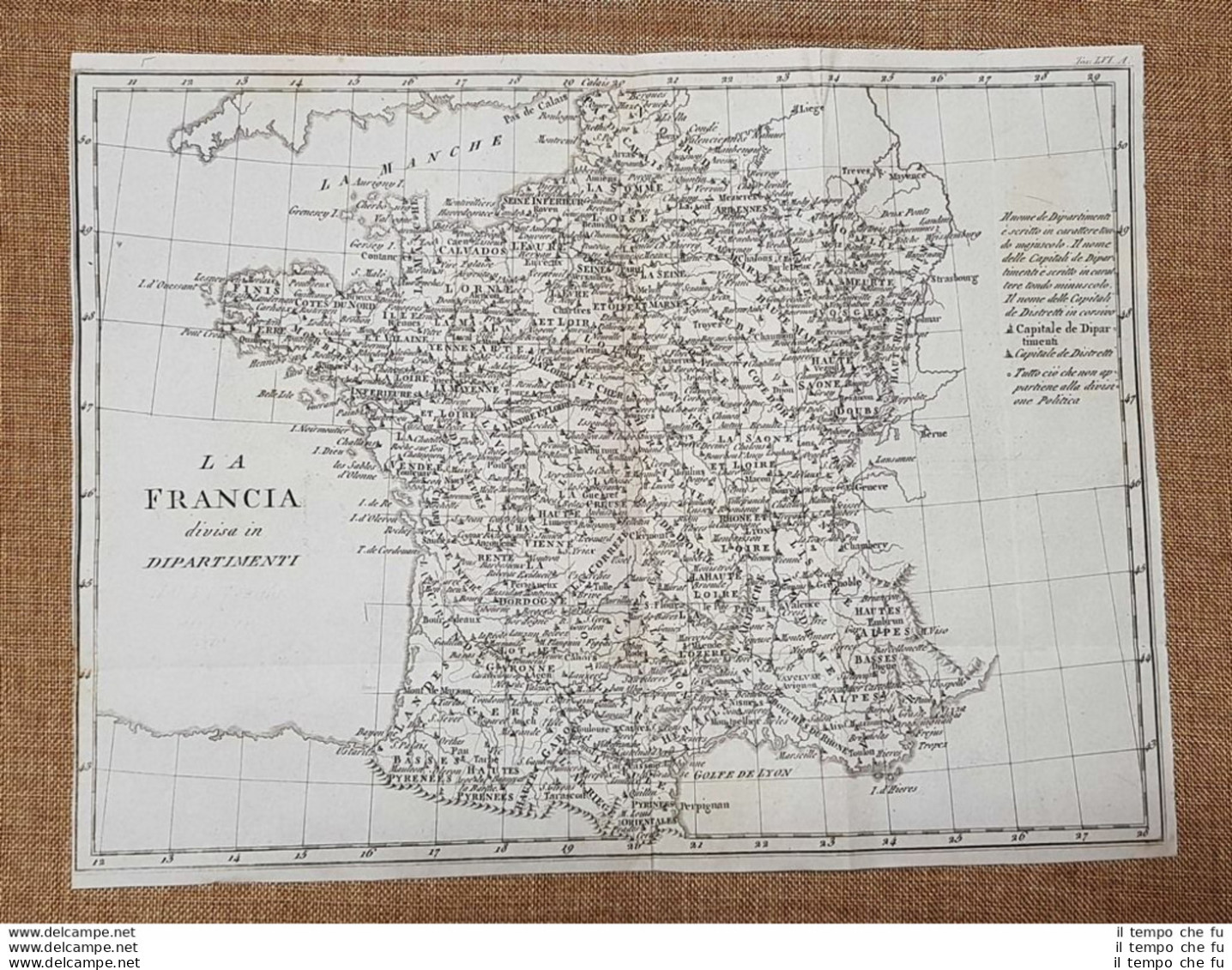 Carta Geografica O Mappa Francia Divisa In Dipartimenti Leonardo Cacciatore 1831 - Landkarten