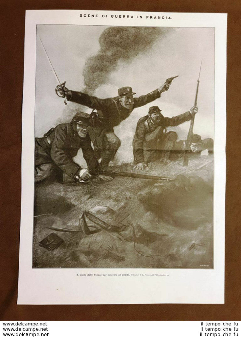 Francia 1915 Uscita Dalle Trincee Per L'assalto Jonas WW1 Prima Guerra Mondiale - Autres & Non Classés