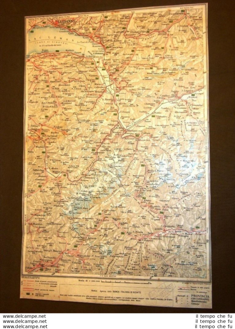 Carta Geografica O Mappa Lausanne Quart Sion Morgex Touring Club Italiano 1922 - Mapas Geográficas