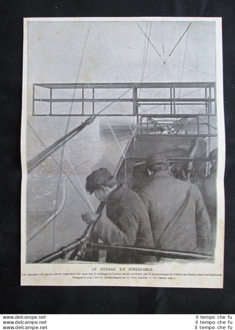 Il Viaggio In Dirigibile Stampa Del 1909 - Other & Unclassified