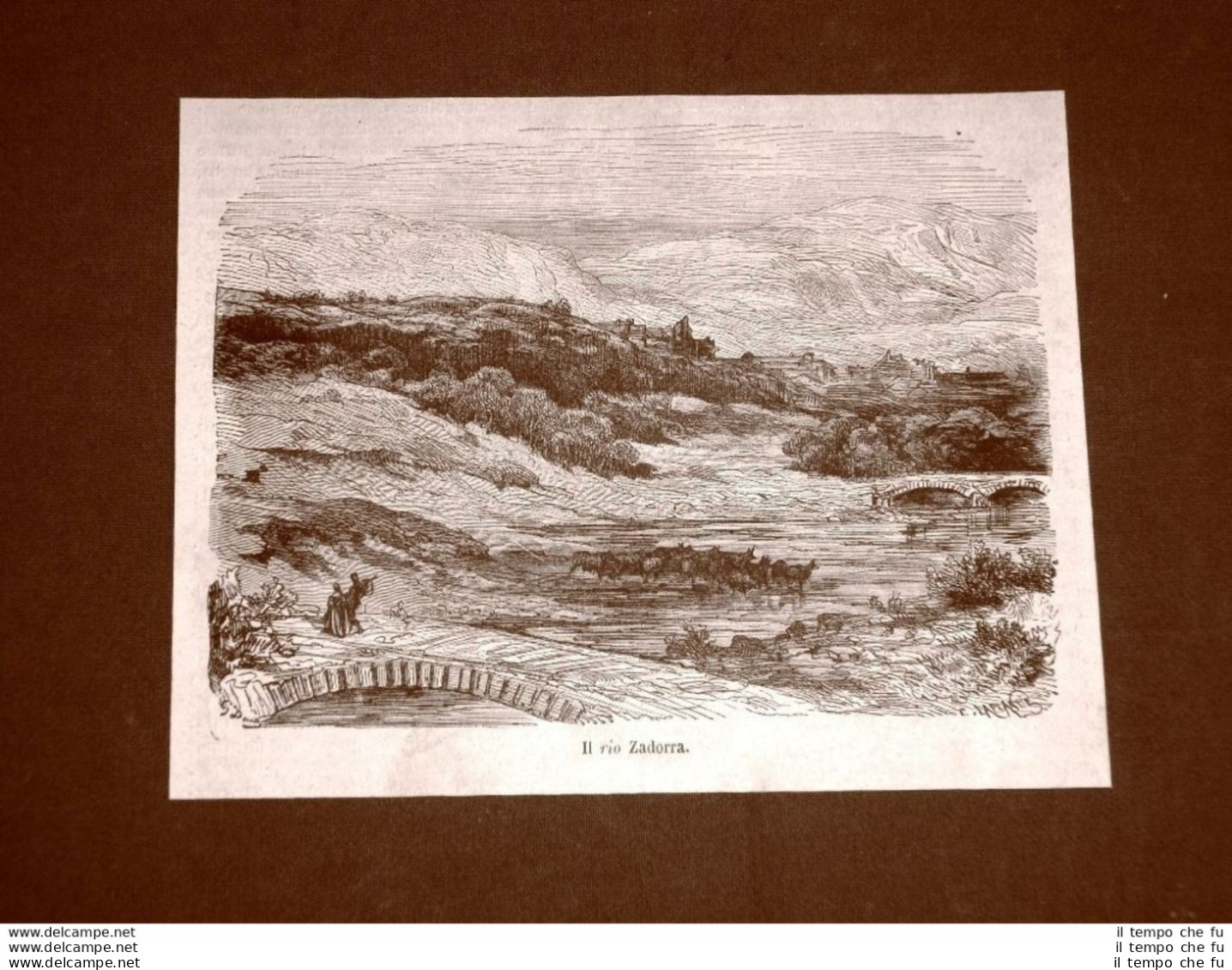 Incisione Di Gustave Dorè Del 1874 Il Rio Zadorra Álava Spagna Davillier - Avant 1900