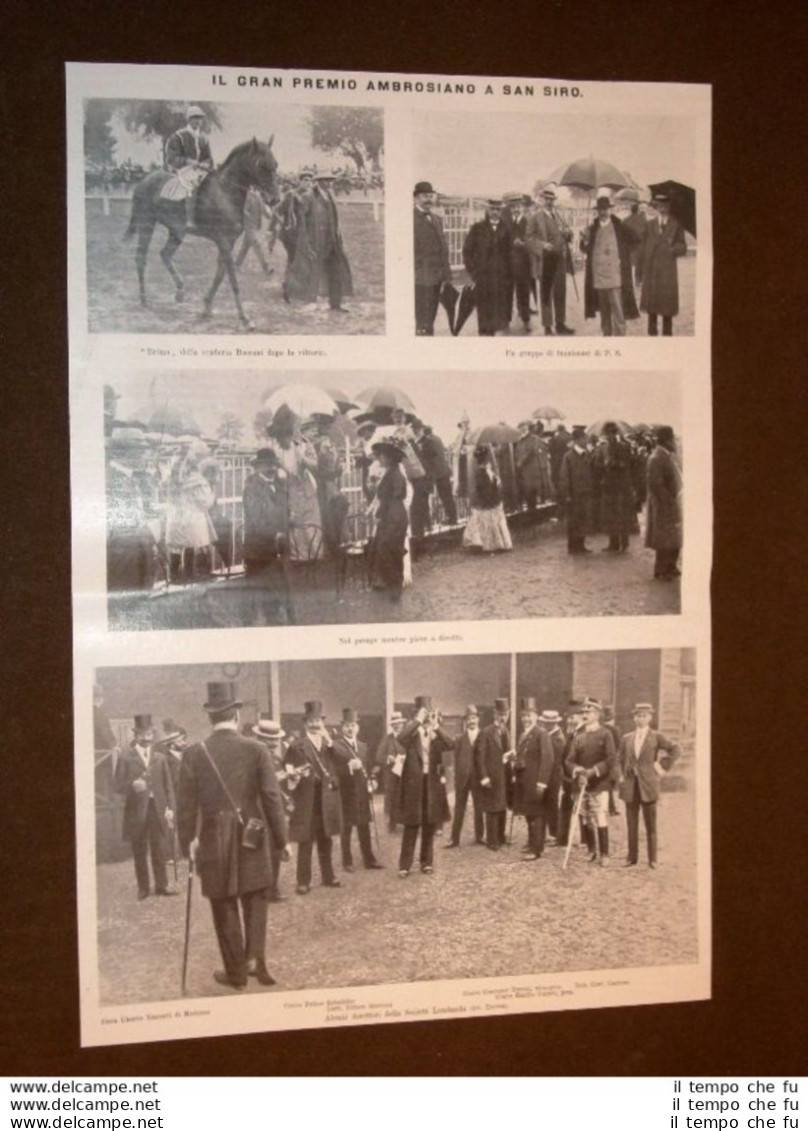 Corsa Dei Cavalli A Milano Nel 1908 Gran Premio Ambrosiano A San Siro Dr.Bocconi - Autres & Non Classés