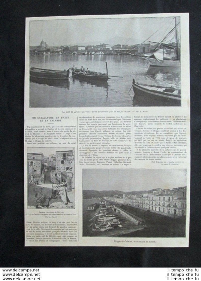 Terremoto Sicilia E Calabria 1908:Catania,Agnana,Reggio Calabria Stampa Del 1909 - Other & Unclassified