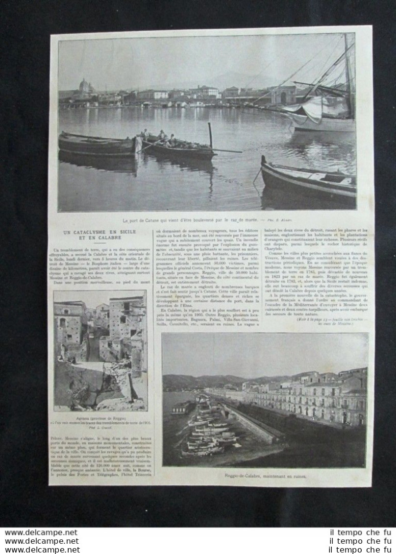 Terremoto Sicilia E Calabria 1908:Catania,Agnana,Reggio Calabria Stampa Del 1909 - Autres & Non Classés