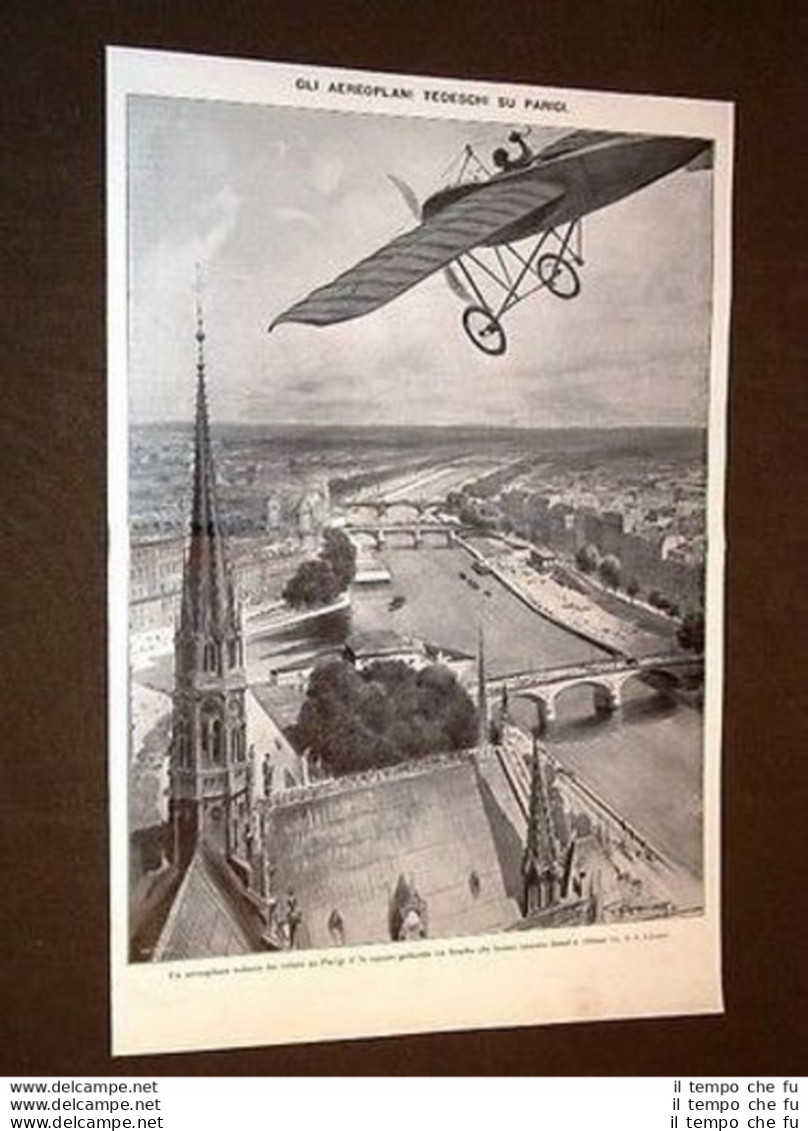 Guerra In Europa 1914 Aeroplano Di Germania Bombarda Parigi + Ferrata + Boggiani - Autres & Non Classés