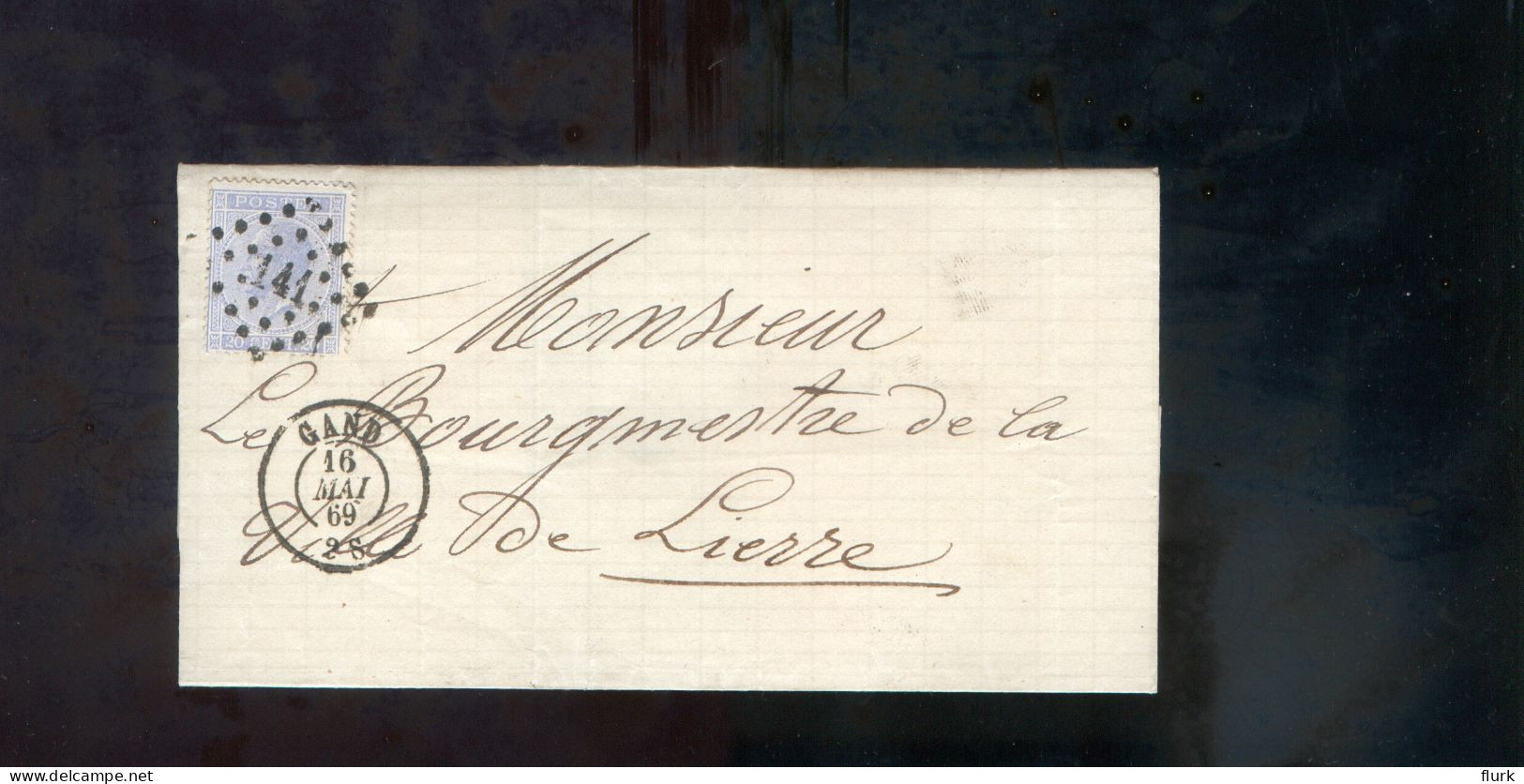 België OCB18 Gestempeld Op Brief Gand-Lierre 1869 Perfect (2 Scans) - 1865-1866 Profiel Links