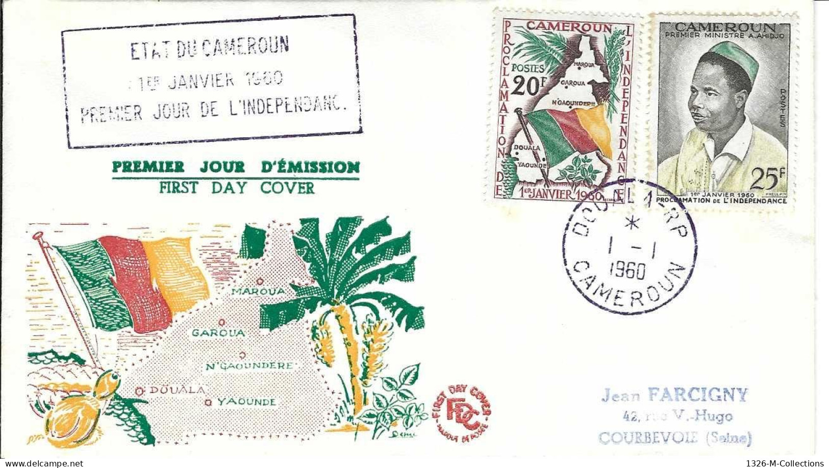 Envellope CAMEROUN 1e Jour N° 310 - 311 Y & T - Kamerun (1960-...)