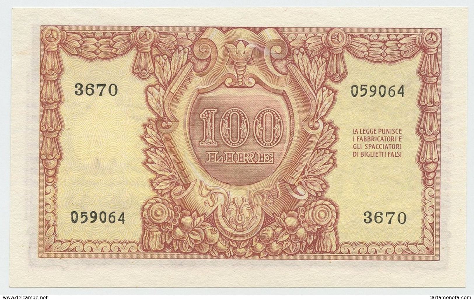 100 LIRE BIGLIETTO DI STATO ITALIA ELMATA DI CRISTINA 31/12/1951 QFDS - Otros & Sin Clasificación