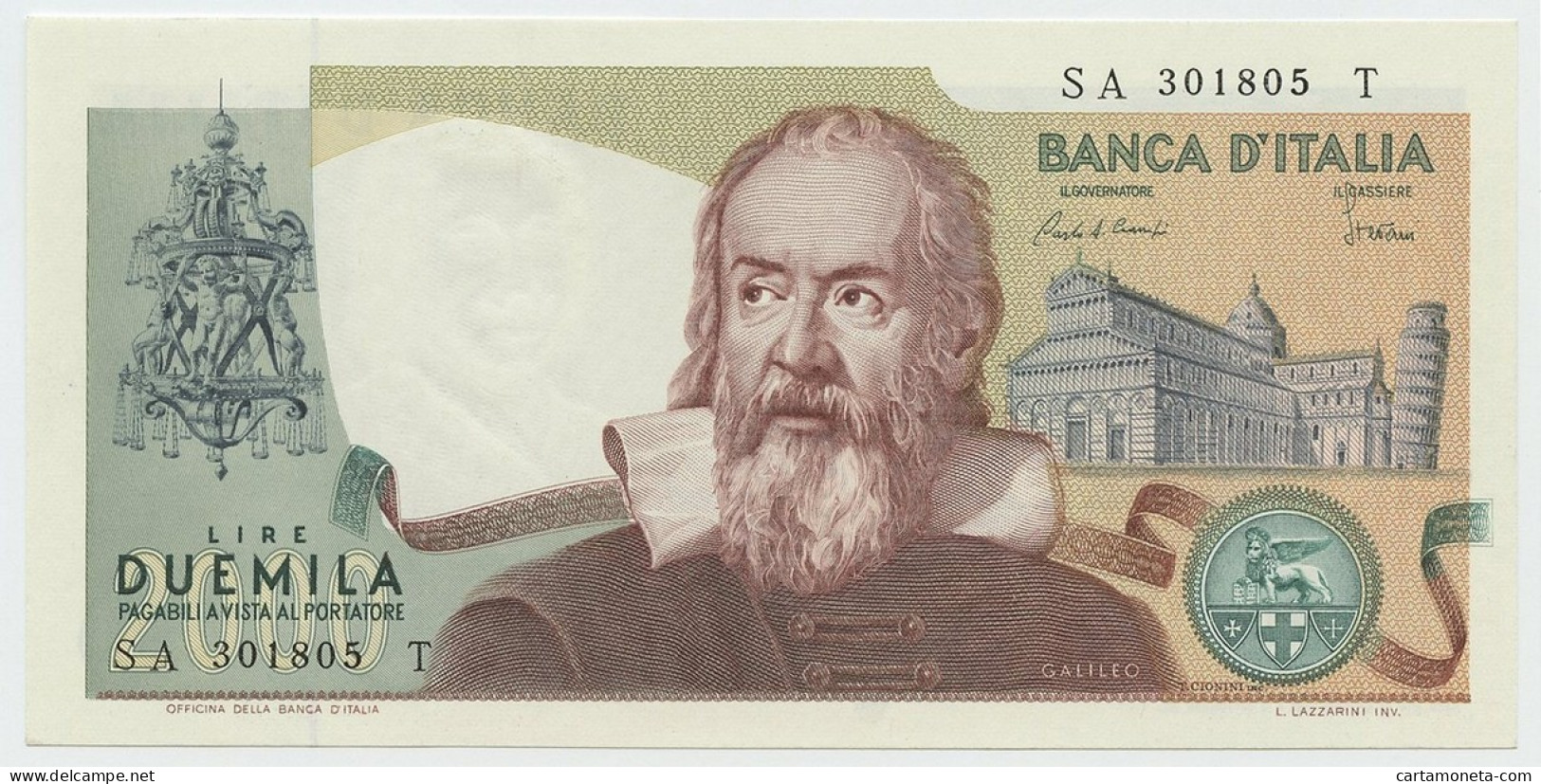 2000 LIRE BANCA D'ITALIA GALILEO GALILEI 24/10/1983 FDS - Autres & Non Classés