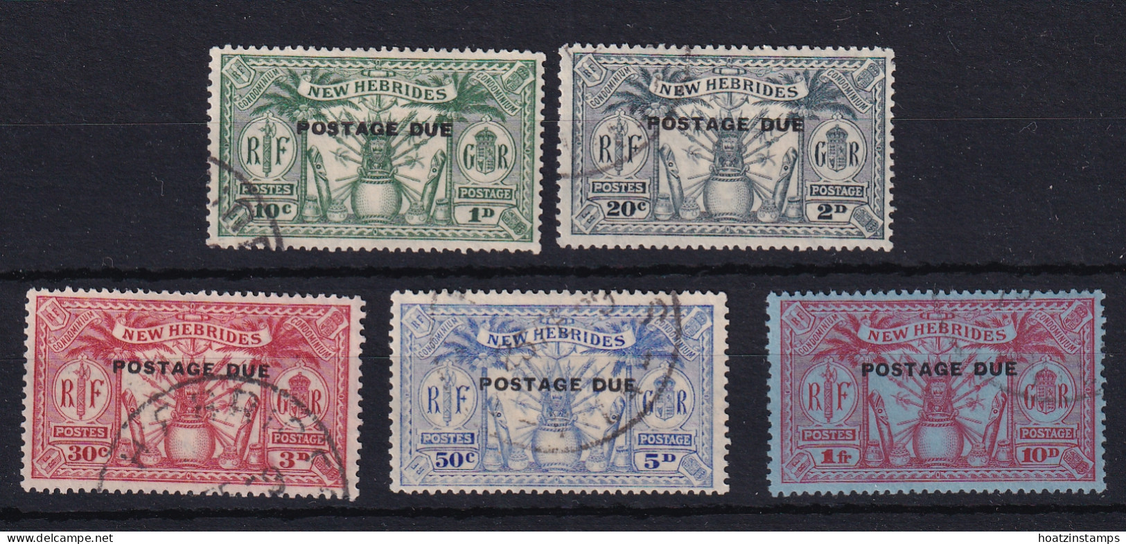 New Hebrides: 1925   Postage Due OVPT - Weapons & Idols Set   SG D1-D5   Used - Usati