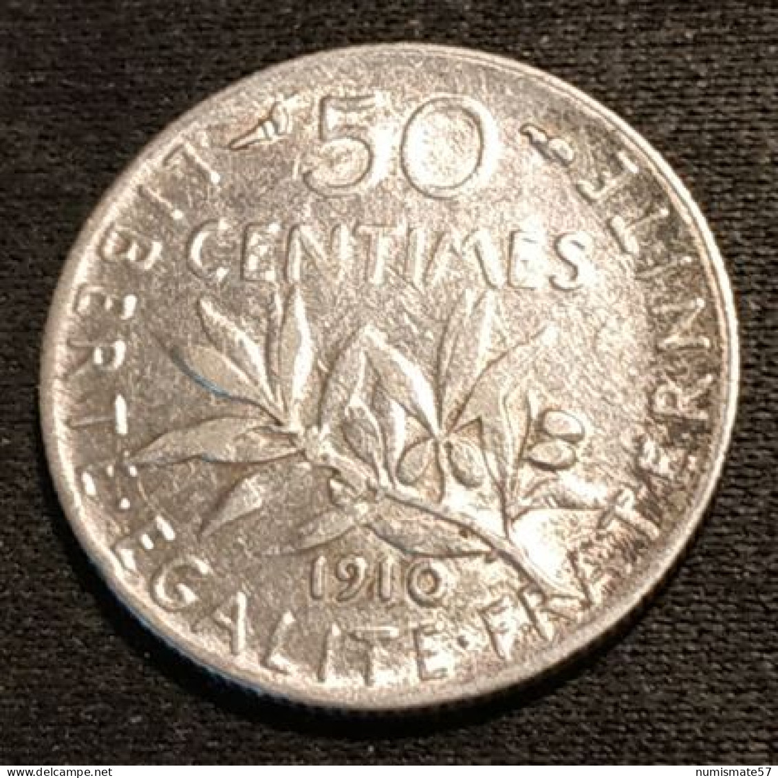 FRANCE - 50 CENTIMES 1910 - Semeuse - Argent - Silver - Gad 420 - KM 854 - 50 Centimes