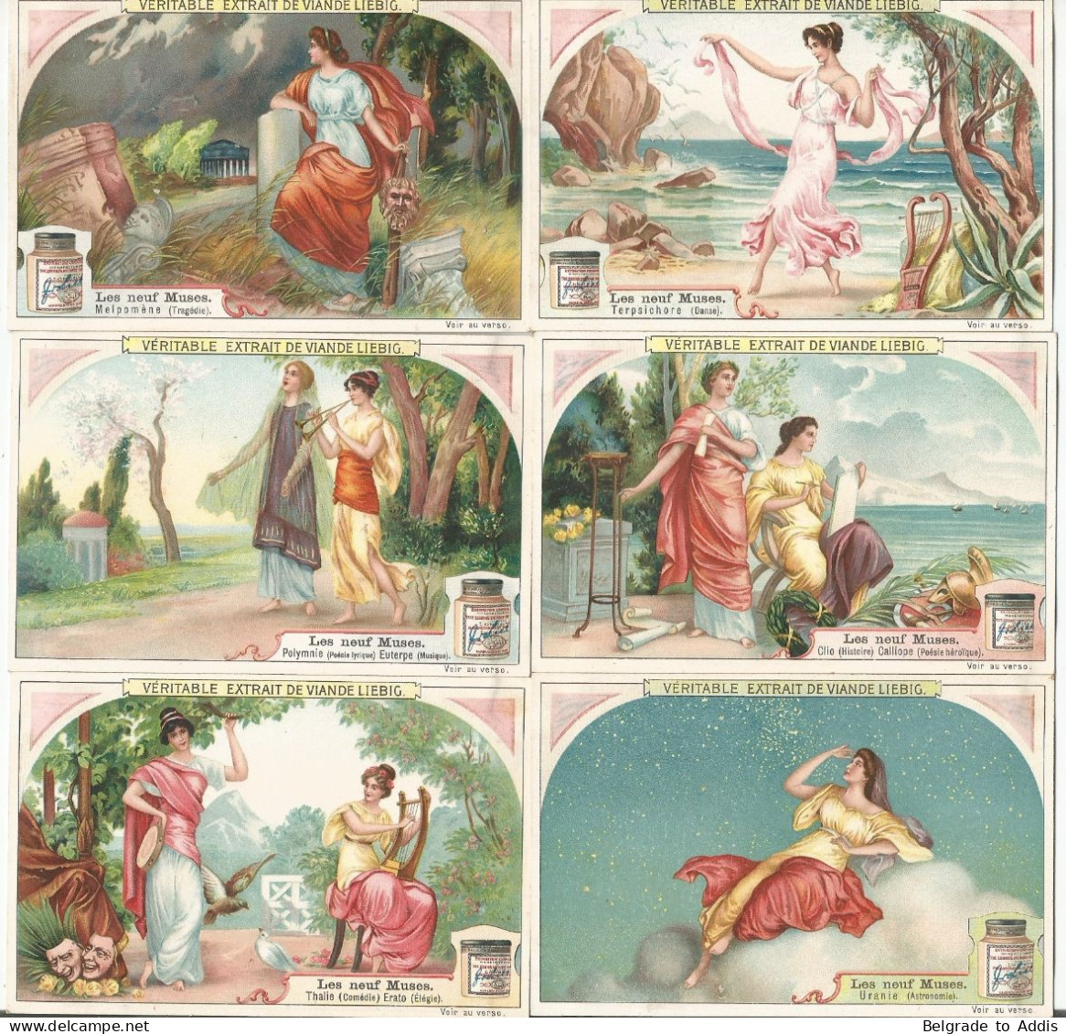 Chromo Liebig Série Compl. De 6 Chromos S_1001 Les Neuf Muses 1910 - Liebig
